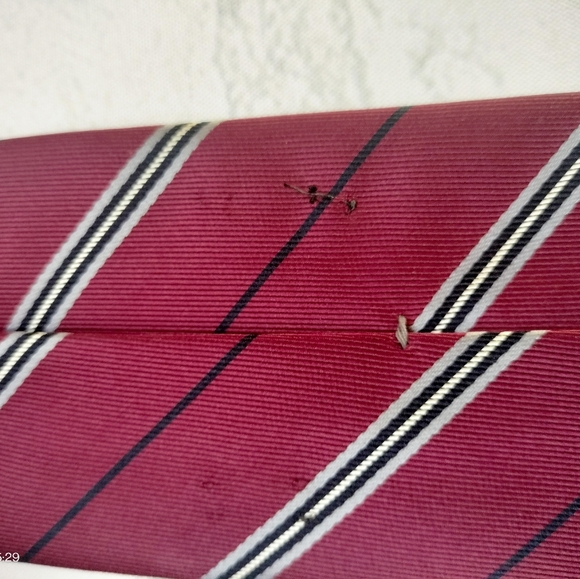 Dior Red Maroon Tie Necktie Multicolored Striped Textured Formal Blend material - Picture 5 of 12